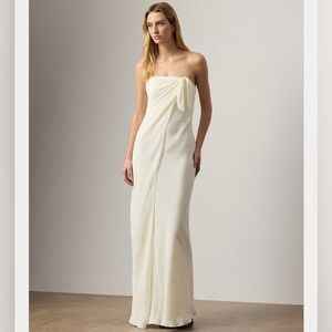 🎁 New Ralph Lauren Collection Brigitta Linen Voile evening dress strapless 2 XS